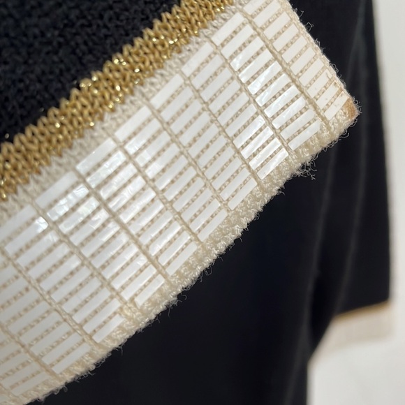 San Reno by Laura Knits (Santana) black/gold vintage cardigan sweater jacket. L - Picture 6 of 9